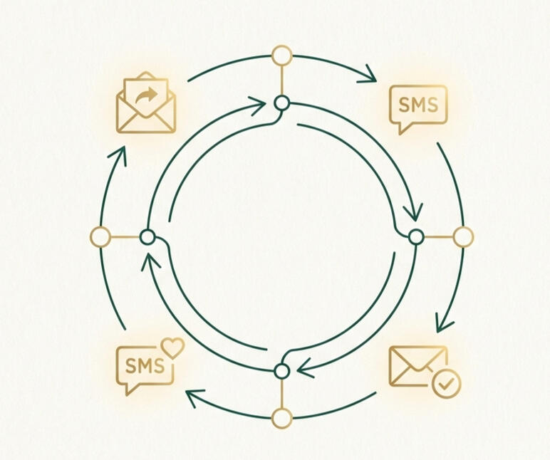 Email and SMS customer journey flow diagram